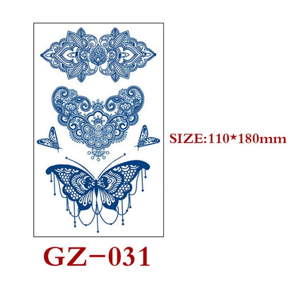 Juice tattoo sticker sheet with geometric shapes, 110x180mm, semi-permanent herbal water transfer design