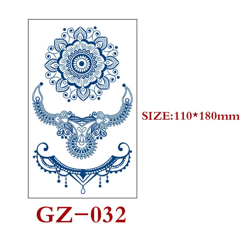 Juice tattoo sticker sheet with geometric shapes, 110x180mm, semi-permanent herbal water transfer design