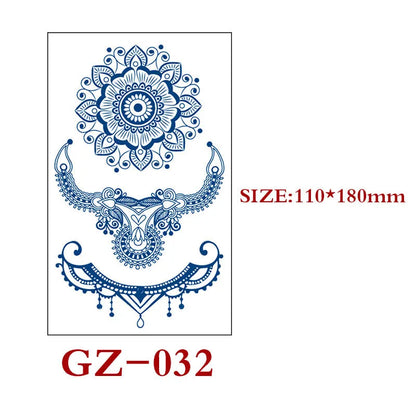 Juice tattoo sticker sheet with geometric shapes, 110x180mm, semi-permanent herbal water transfer design