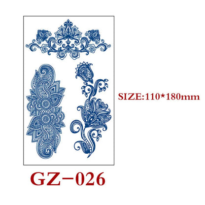 Juice tattoo sticker sheet with geometric shapes, 110x180mm, semi-permanent herbal water transfer design