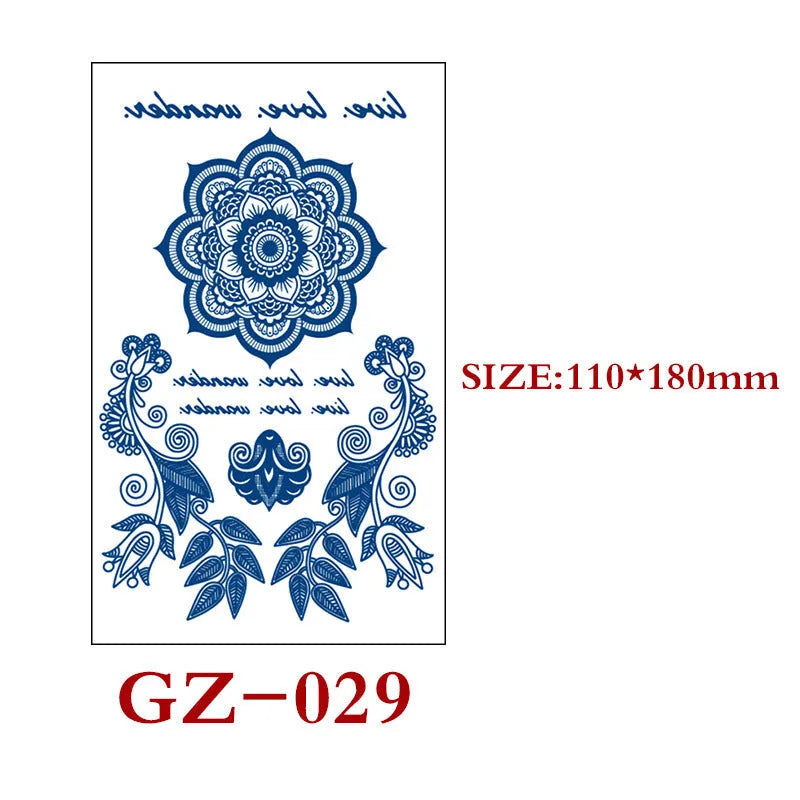 Juice tattoo sticker sheet with geometric shapes, 110x180mm, semi-permanent herbal water transfer design
