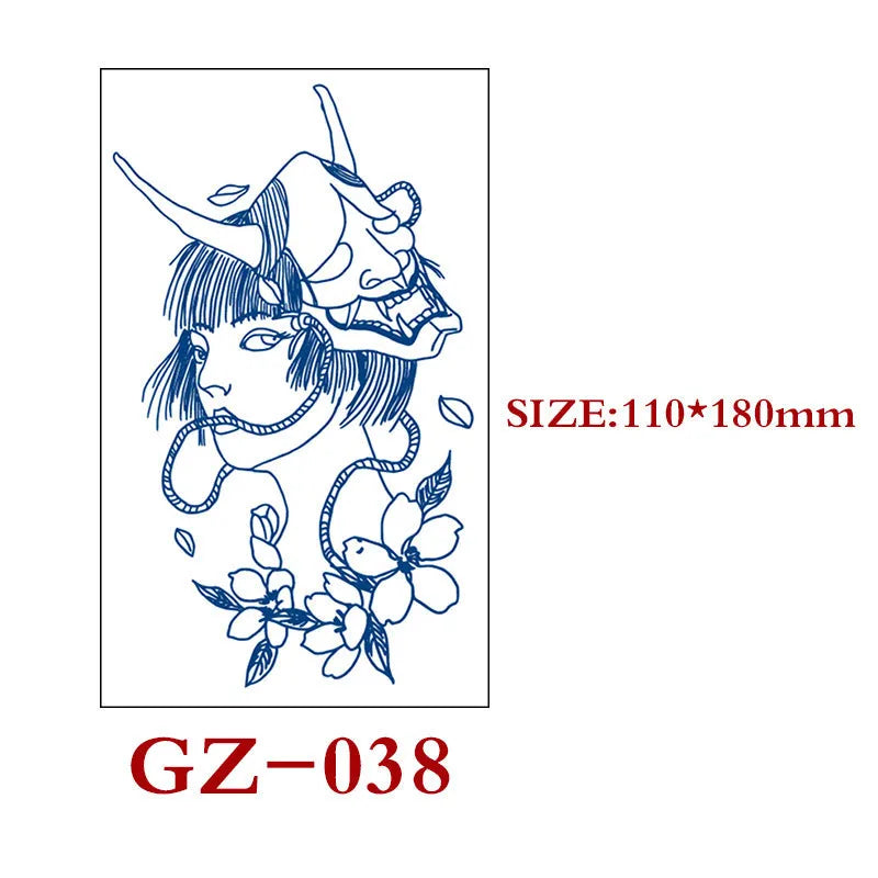 Juice tattoo sticker sheet with geometric shapes, 110x180mm, semi-permanent herbal water transfer design