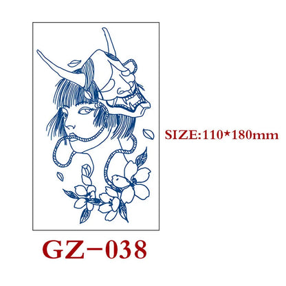Juice tattoo sticker sheet with geometric shapes, 110x180mm, semi-permanent herbal water transfer design