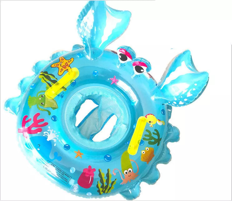 Cartoon crab inflatable swimming ring for children in blue and pink