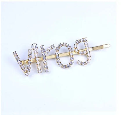 Golden electroplated one word clip hairpin with zodiac sign style options and individual packing