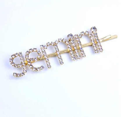 Golden electroplated one word clip hairpin with zodiac sign style options and individual packing