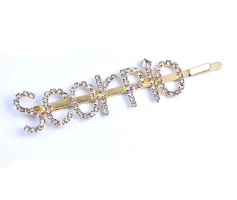 Golden electroplated one word clip hairpin with zodiac sign style options and individual packing