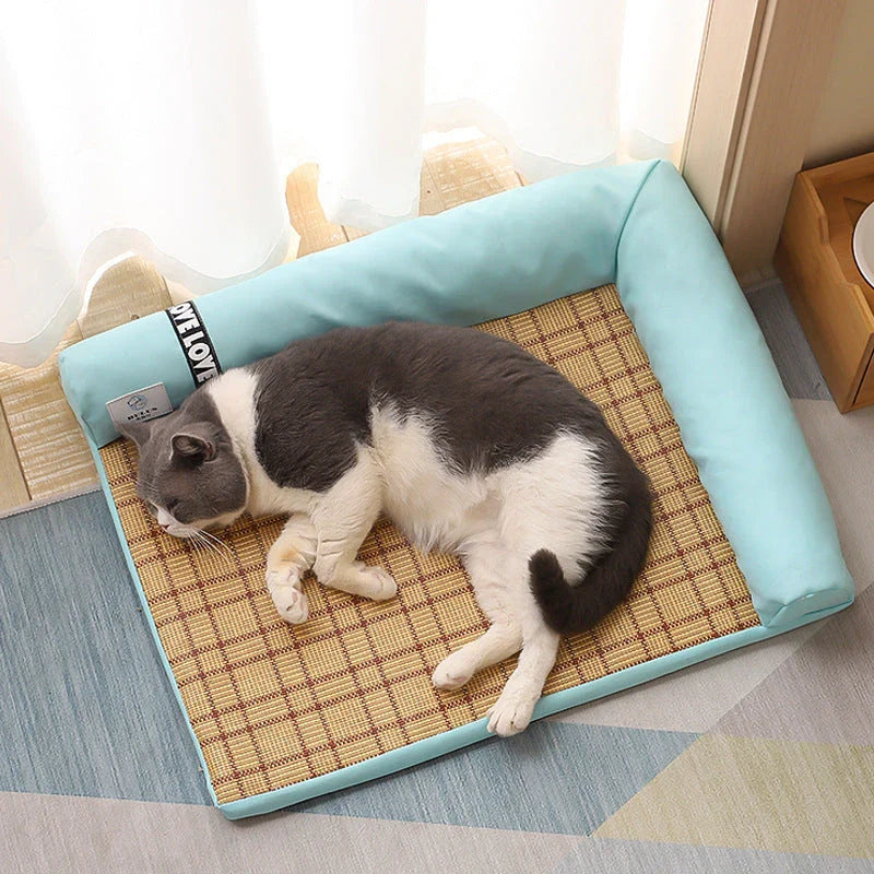 Soft, breathable cooling pet bed in various colors and styles for cats and dogs