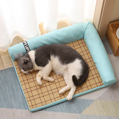 Soft, breathable cooling pet bed in various colors and styles for cats and dogs