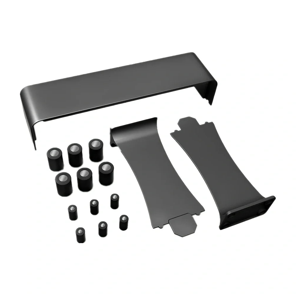 Black magnetic make-up brush drying rack with 12 silicone caps on desktop