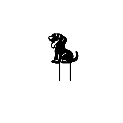 Acrylic dog silhouette garden stakes in three designs: big dog, sitting puppy, running puppy