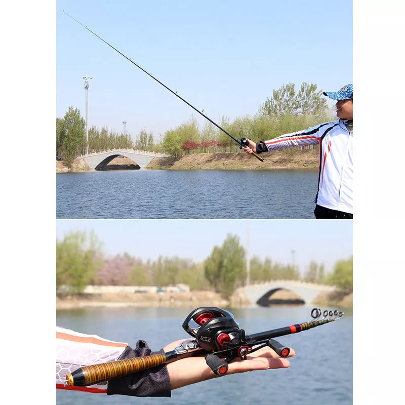 Compact carbon fiber telescopic fishing rod, collapses to 31cm, lightweight at 85g, ideal for travel