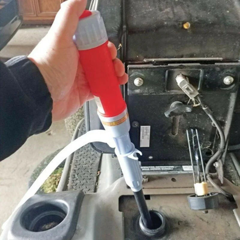 Powerful fuel transfer pump made of durable polypropylene for refueling cars, trucks, and small engine equipment