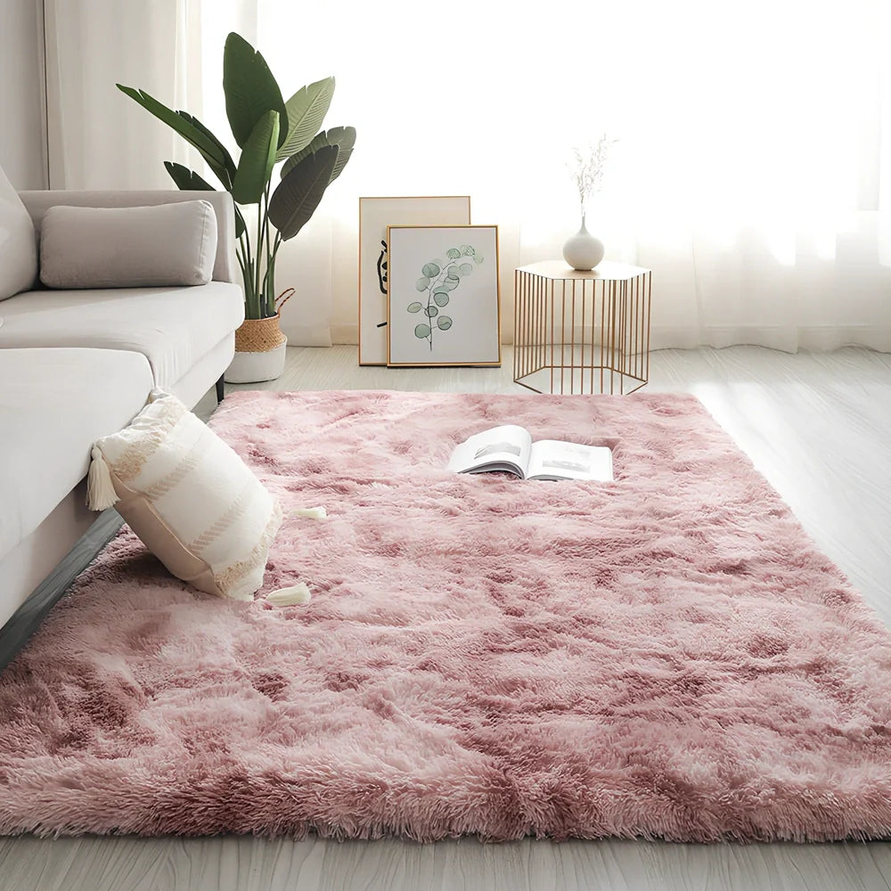 Plush floor mat with upgraded thickened encryption in tie-dye colour with 2cm pile and non-slip backing