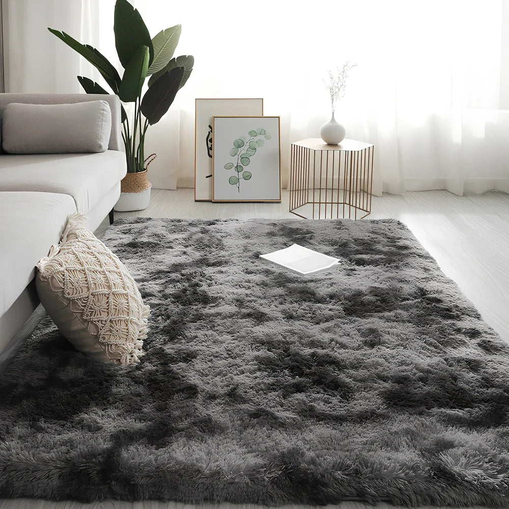 Plush floor mat with upgraded thickened encryption in tie-dye colour with 2cm pile and non-slip backing