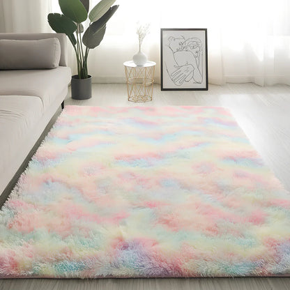 Plush floor mat with upgraded thickened encryption in tie-dye colour with 2cm pile and non-slip backing