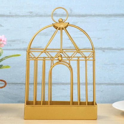 Nordic iron mosquito coil holder with birdcage design in black and gold