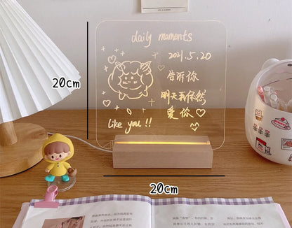 LED bedroom atmosphere light with message board showing simulation candle and message board design options