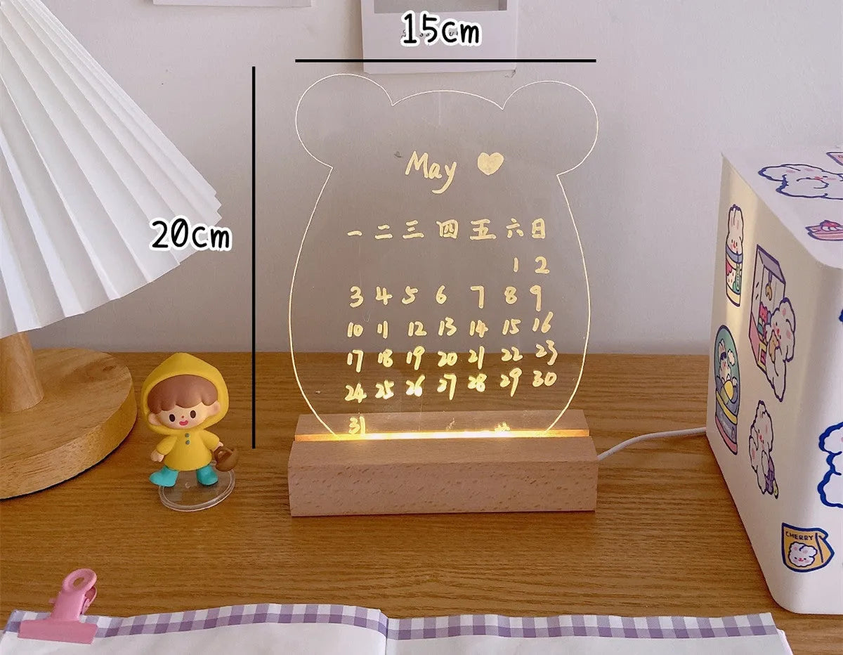 LED bedroom atmosphere light with message board showing simulation candle and message board design options