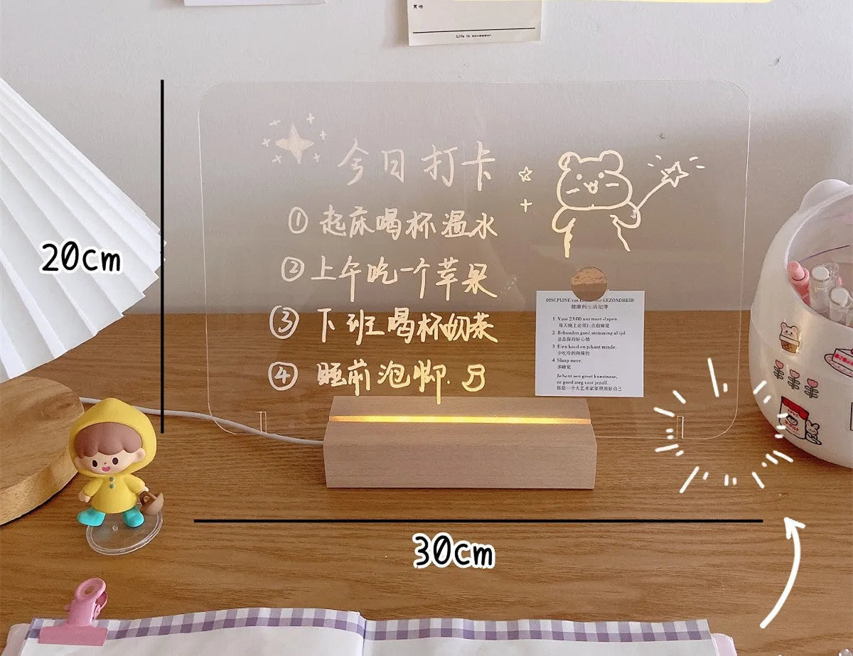 LED bedroom atmosphere light with message board showing simulation candle and message board design options
