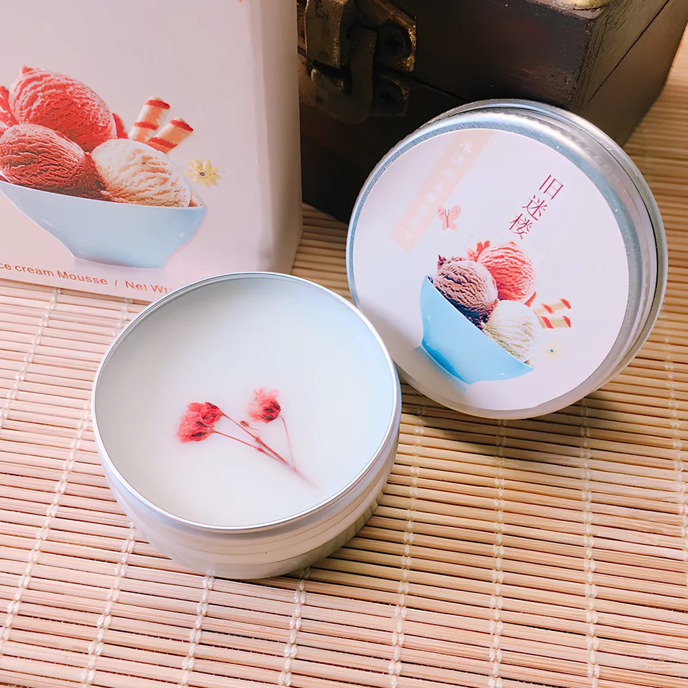 Guofeng solid perfume balm showing 4cm diameter circular format with three colour variants