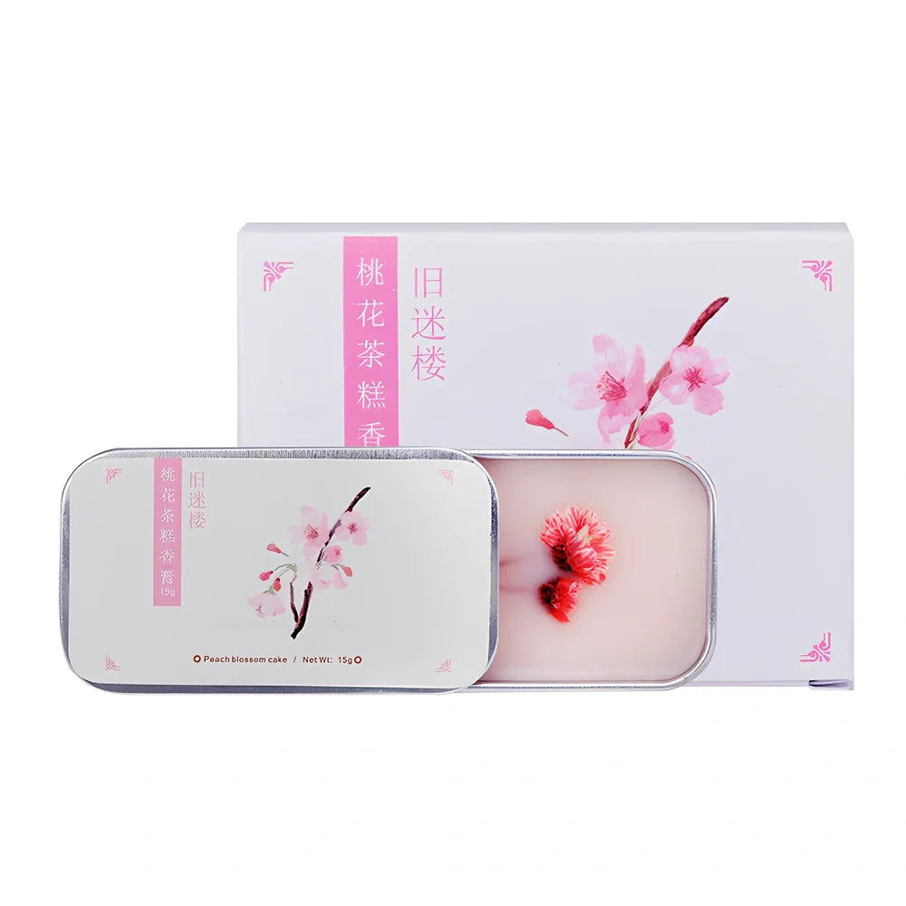 Guofeng solid perfume balm showing 4cm diameter circular format with three colour variants