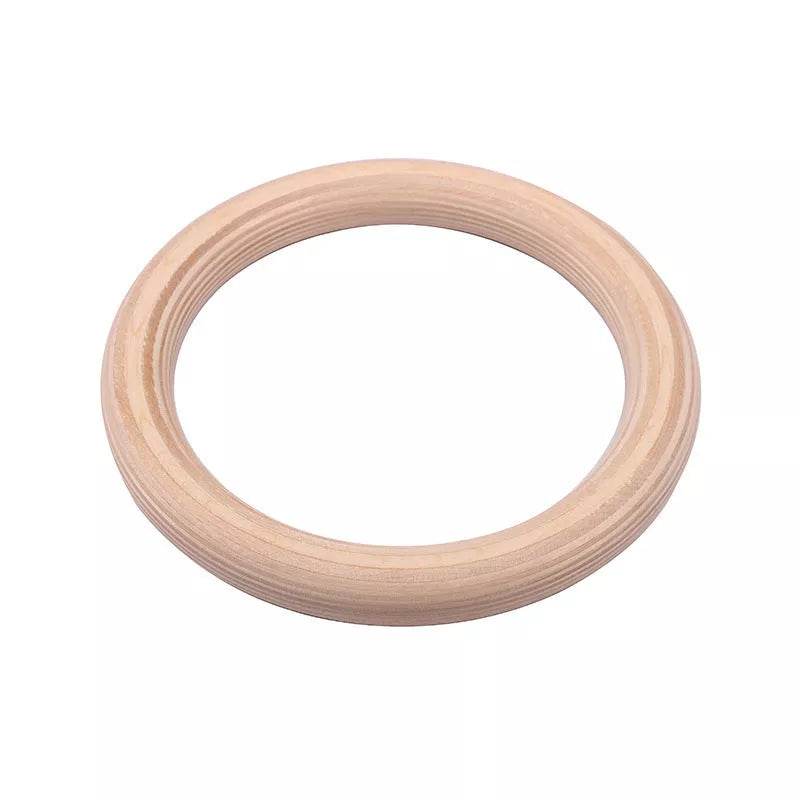 Birch wood fitness rings with nylon straps for gymnastics and workout