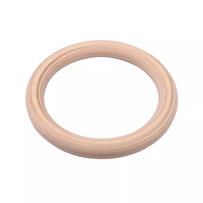 Birch wood fitness rings with nylon straps for gymnastics and workout