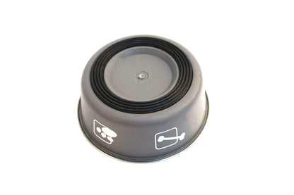 Pet stainless steel food bowl with PP base, sizes S to XL, 12.5cm to 17cm, random colour