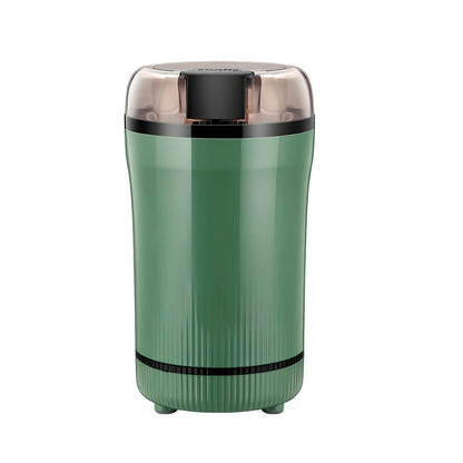 Small household grinder in green or white colour with 120g capacity for milling grains and coffee beans