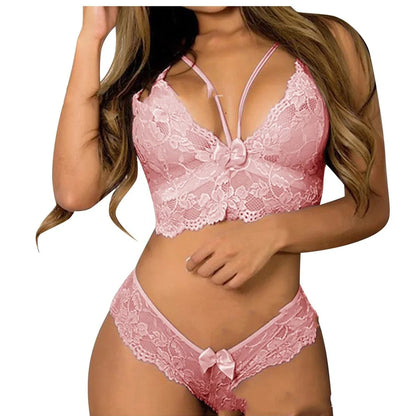 Plus size women's lingerie corset bralette set with floral lace detailing in black colour