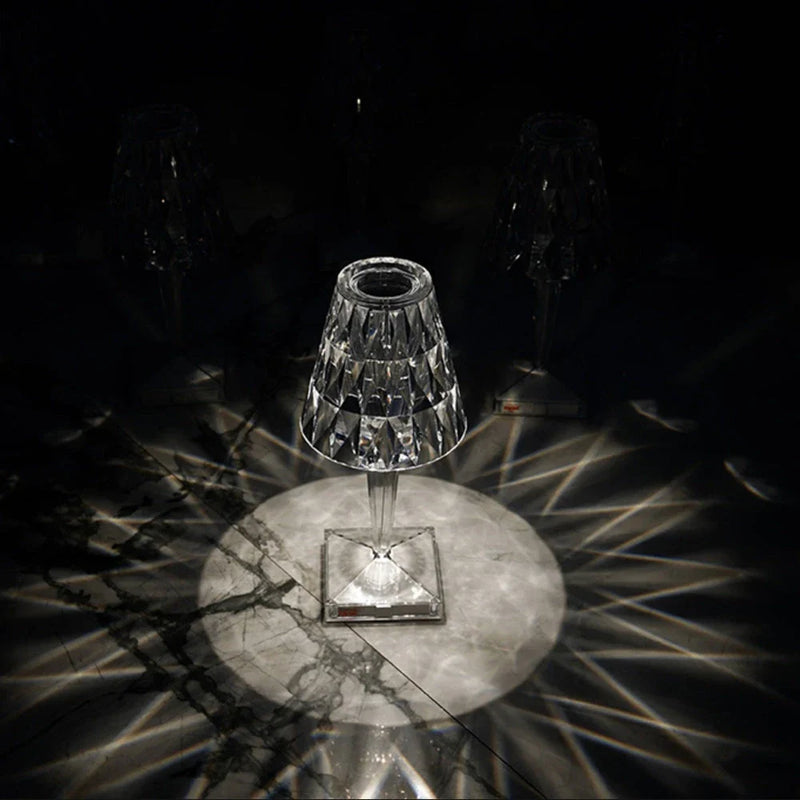 Hhomeenjoy Elegant Crystal Touch Lamp - 6-Hour Battery Life, Modern Accent for Home & Cafe