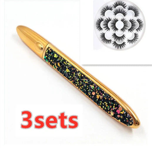 Multifunctional Self-Adhesive Eyeliner & Lashes Set with Black, Coffee, and Transparent Eyeliner Options and Full Diamond, Pearl, and Silver Lash Finishes