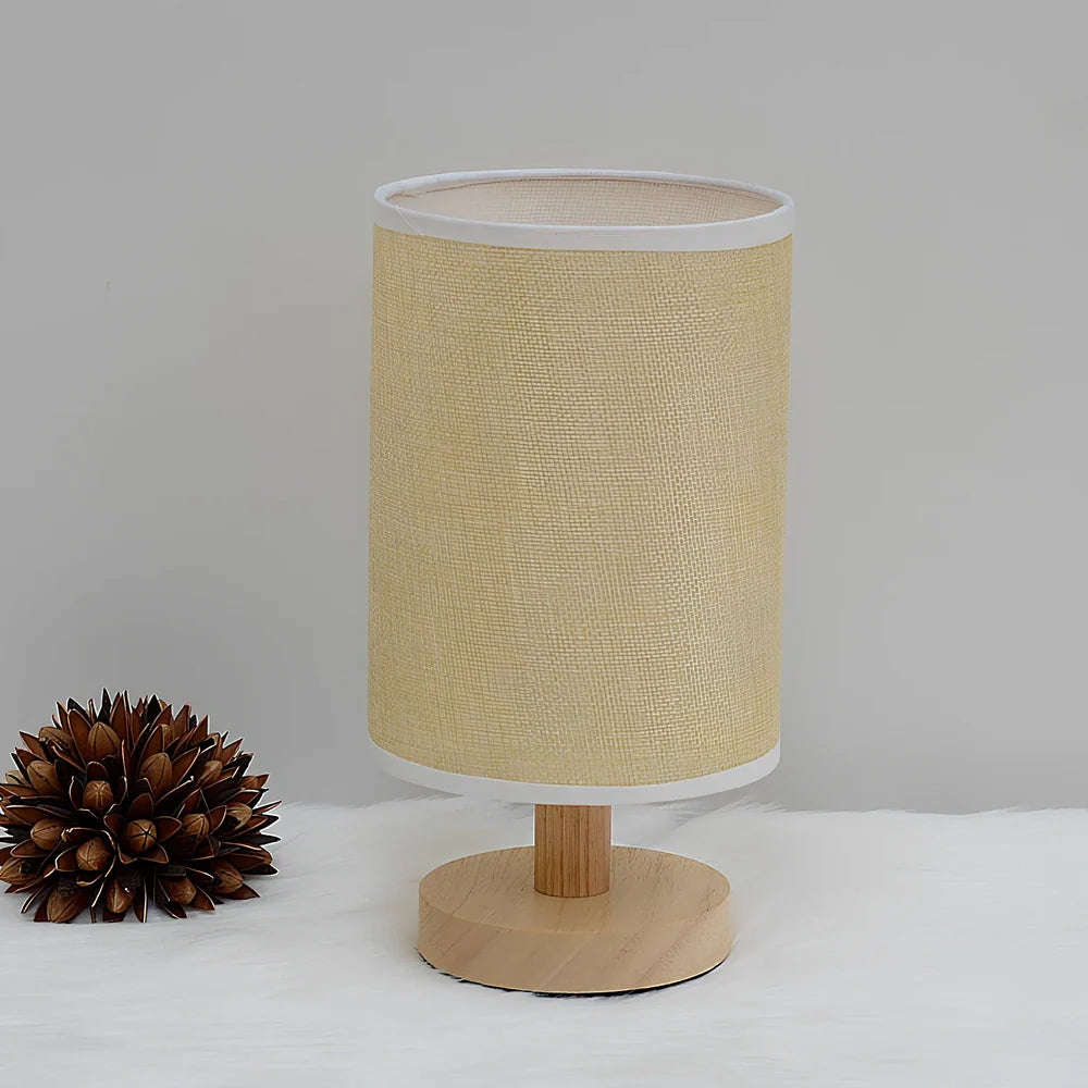 Wooden cloth cover children's study desk lamp with LED lighting and USB power connection