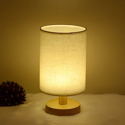 Wooden cloth cover children's study desk lamp with LED lighting and USB power connection