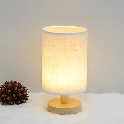 Wooden cloth cover children's study desk lamp with LED lighting and USB power connection