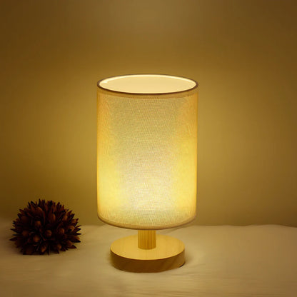 Wooden cloth cover children's study desk lamp with LED lighting and USB power connection