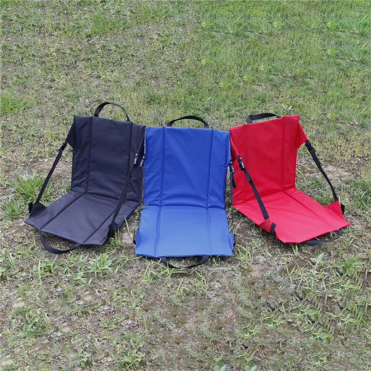 Portable outdoor folding chair with backrest in royal blue, red, or black