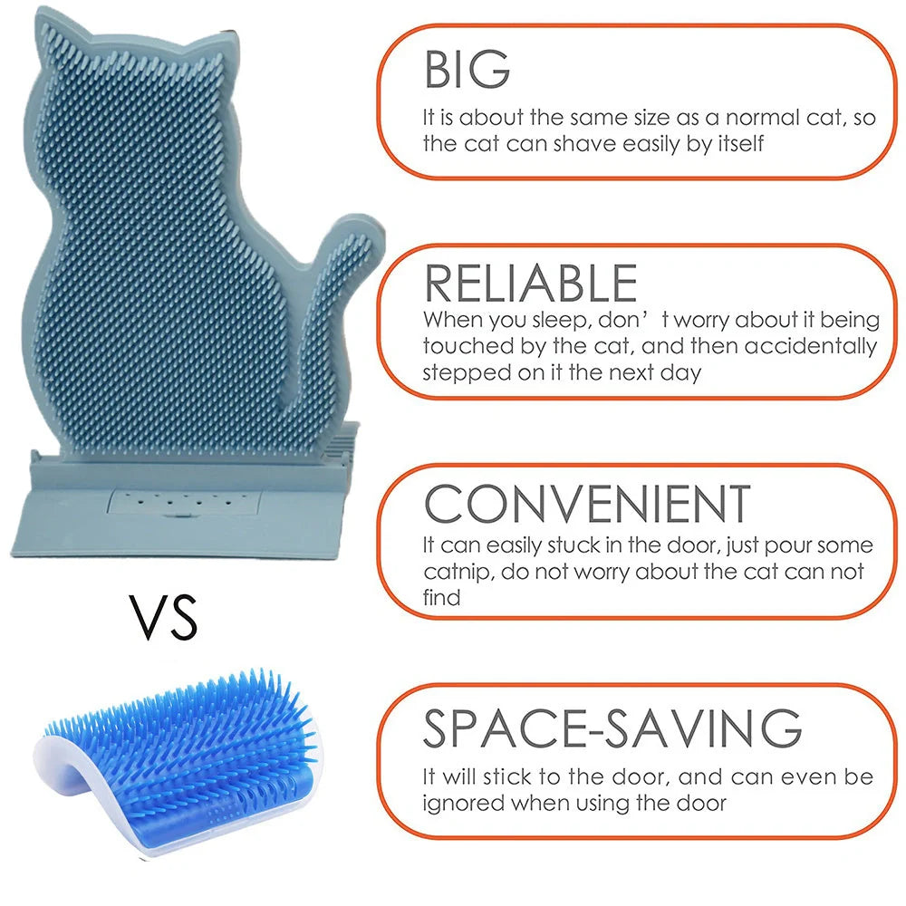 Cat Self Massage Brush with catnip for grooming and shed hair removal