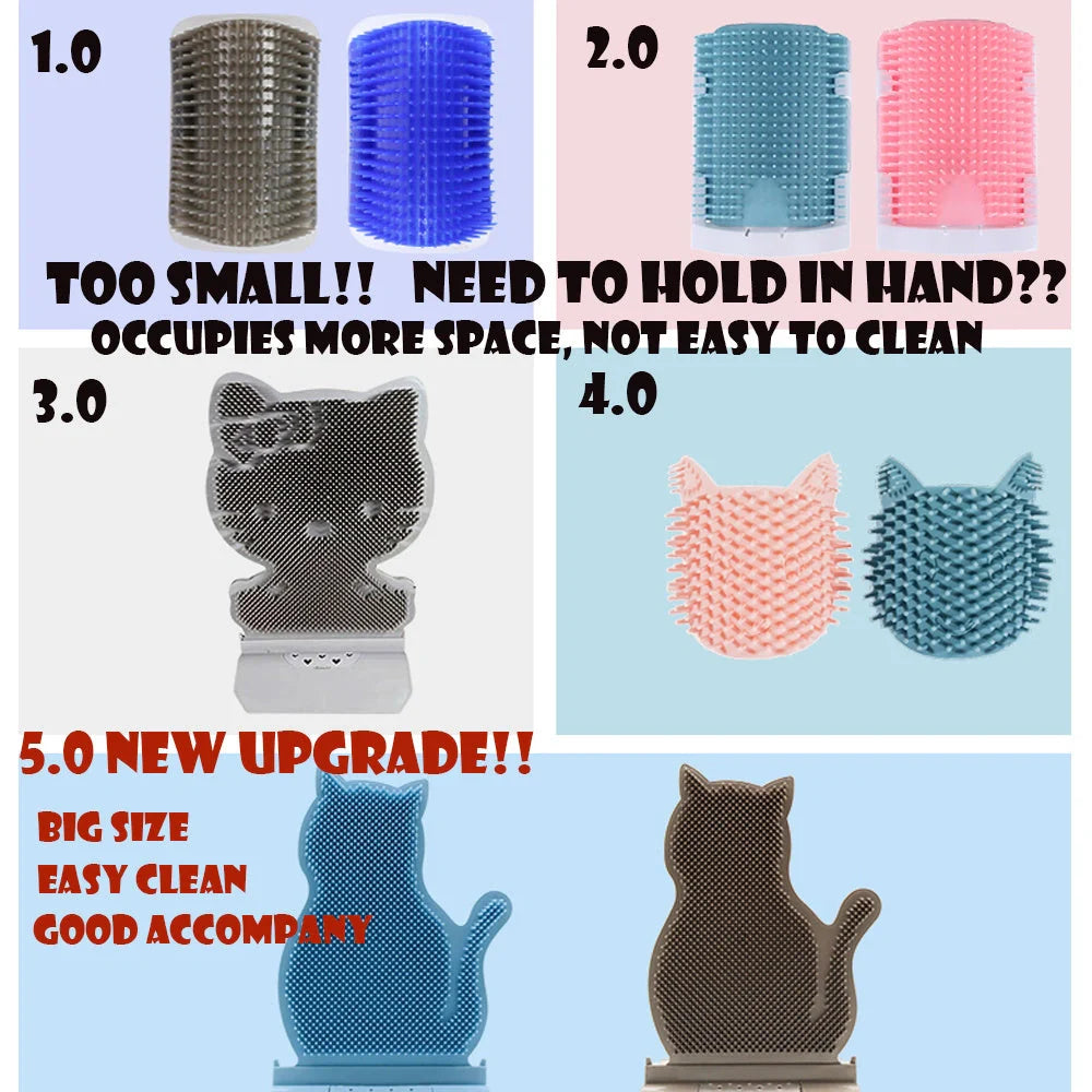 Cat Self Massage Brush with catnip for grooming and shed hair removal