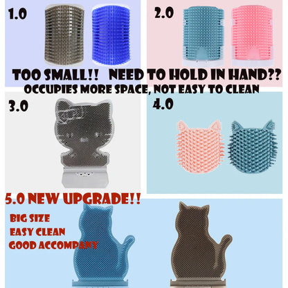 Cat Self Massage Brush with catnip for grooming and shed hair removal