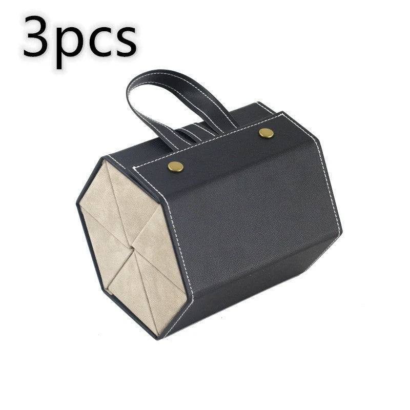 Foldable PU leather sunglasses and eyeglasses organizer case with five slots