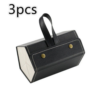 Foldable PU leather sunglasses and eyeglasses organizer case with five slots