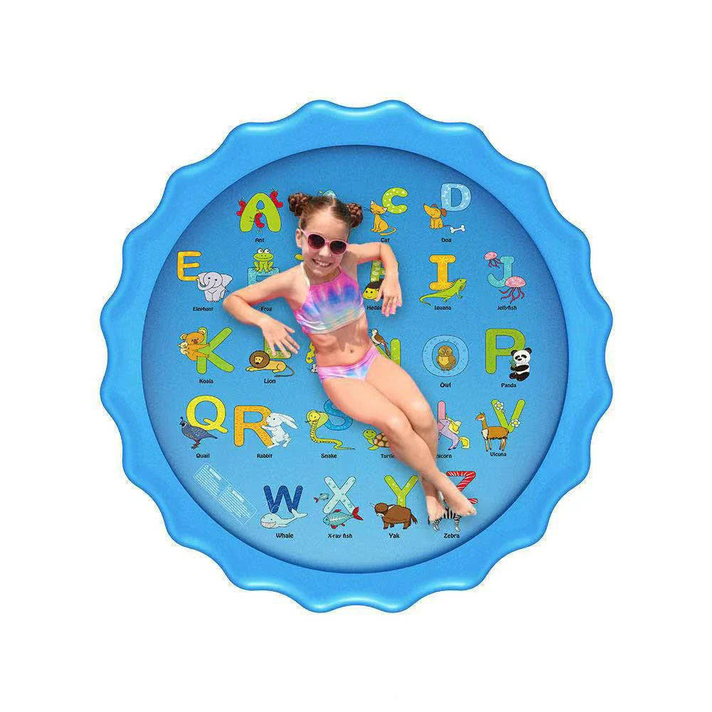 Refreshing sprinkler pad with marine-themed designs for kids' outdoor play and summer fun