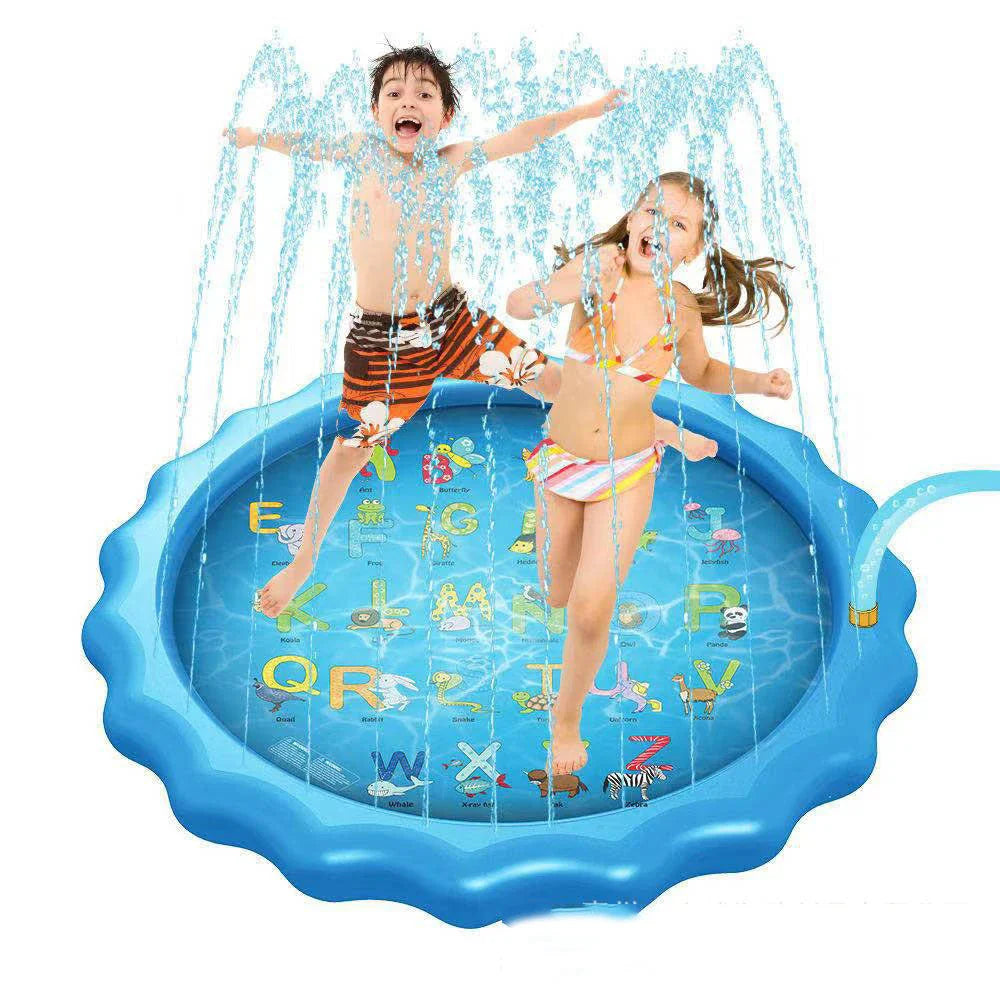 Refreshing sprinkler pad with marine-themed designs for kids' outdoor play and summer fun