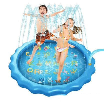 Refreshing sprinkler pad with marine-themed designs for kids' outdoor play and summer fun