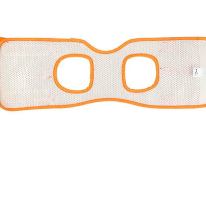 Adjustable dog lift harness in orange, supporting hind legs with breathable mesh