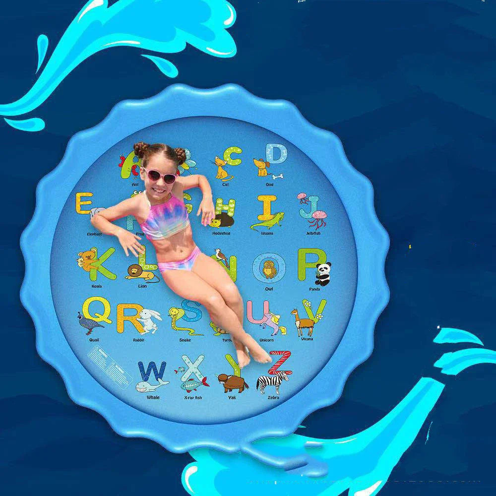 Refreshing sprinkler pad with marine-themed designs for kids' outdoor play and summer fun