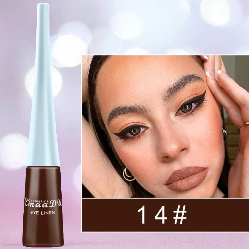 17 Color Liquid Eyeliner Set with Matte and Glitter Finishes for Versatile Makeup Looks