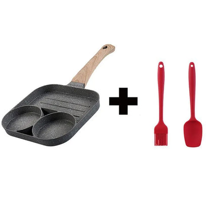 Aluminium four-hole non-stick frying pan with bakelite handle for omelettes and pancakes